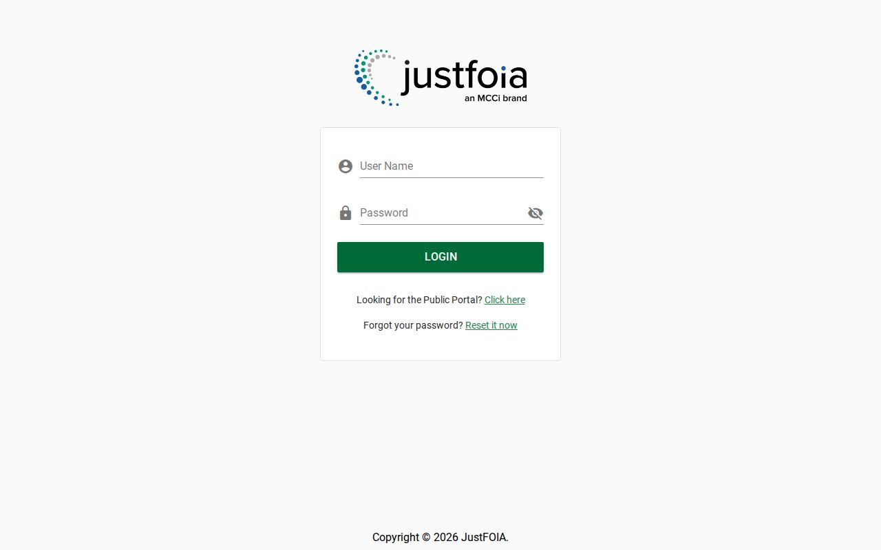 Fredericksburg warrant records city JustFOIA portal blank state